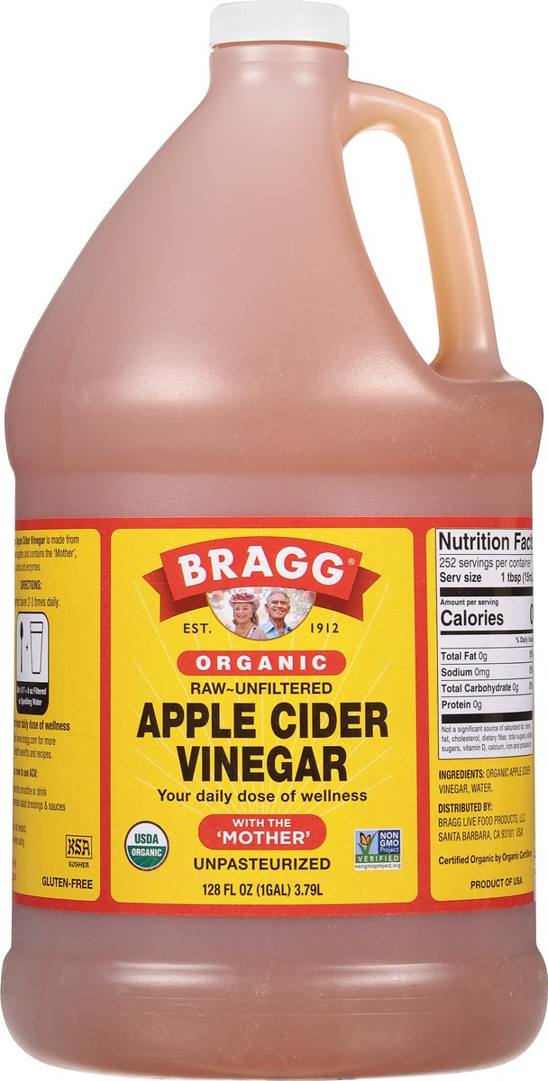 slide 7 of 9, Bragg Organic Raw-Unfiltered Apple Cider Vinegar 128 fl oz, 128 fl oz