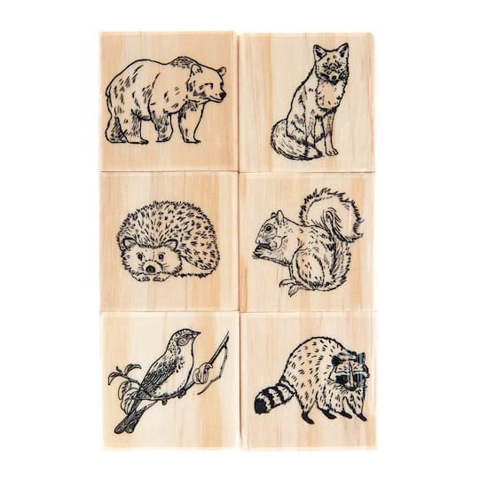 slide 1 of 8, Woodland Animals Stamp Set By Recollections, 1.625 in x 1 in x 1.583 in