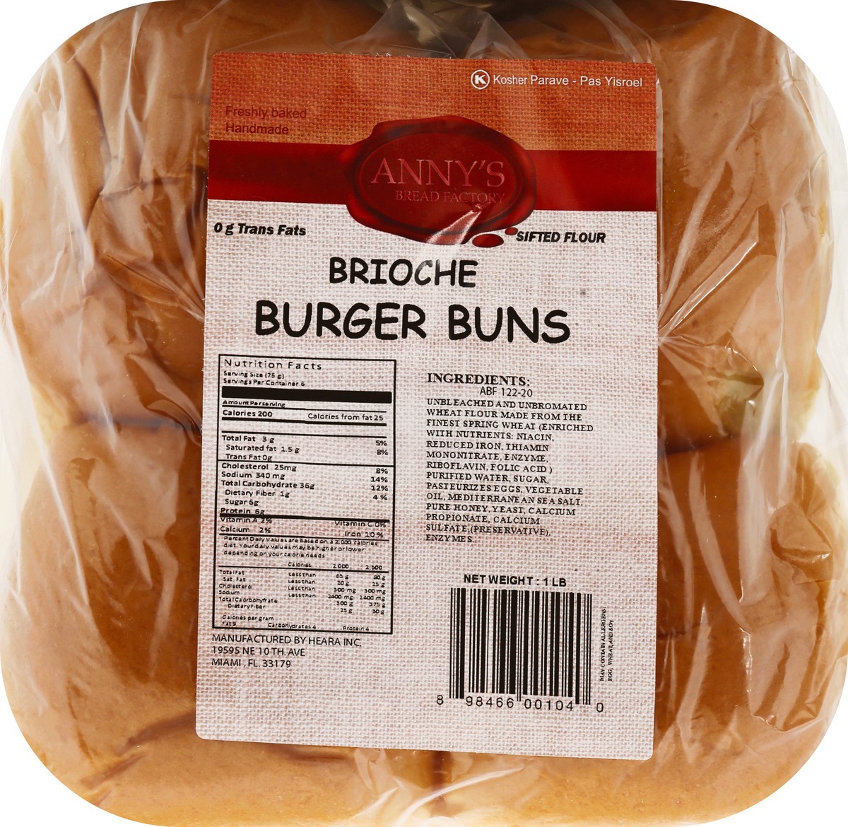 slide 5 of 7, Annys Bread Factory Brioche Burger Buns 1 lb, 1 lb