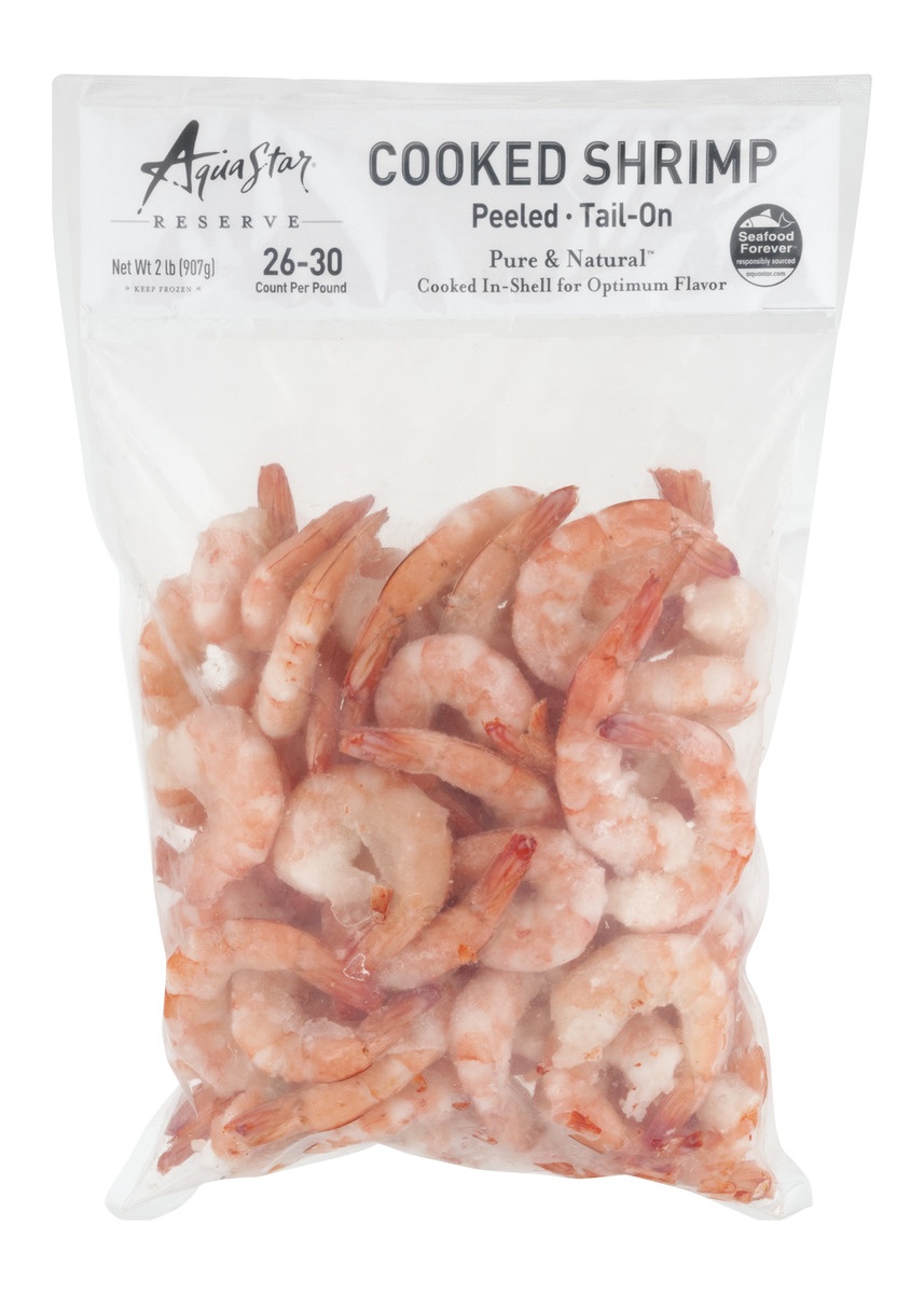 slide 1 of 1, Aqua Star Cooked Shrimp Peeled, Tail-On, 2 lb