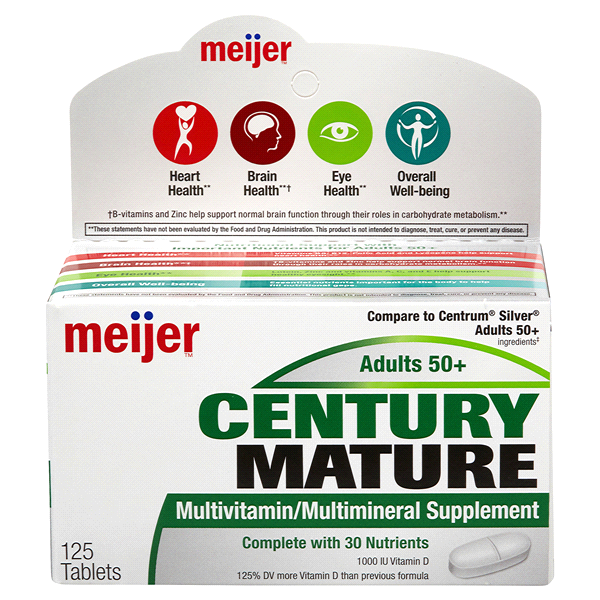 slide 1 of 3, Meijer Adults 50+ Century Multivitamin, 125 ct