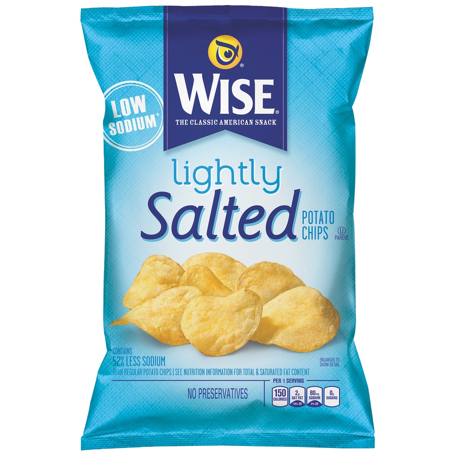 slide 1 of 6, Wise Lightly Salted Potato Chips, 7 oz