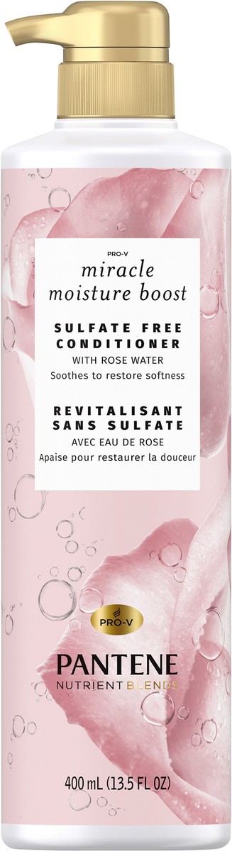 slide 9 of 9, Pantene Nutrient Blends Sulfate Free Miracle Moisture Boost with Rose Water Conditioner, 13.5 oz, 13.5 fl oz