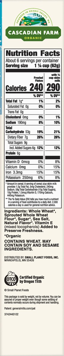 slide 8 of 9, Cascadian Farm Organic Frosted Flakes With Sprouted Wheat Cereal 12.7 oz, 12.7 oz