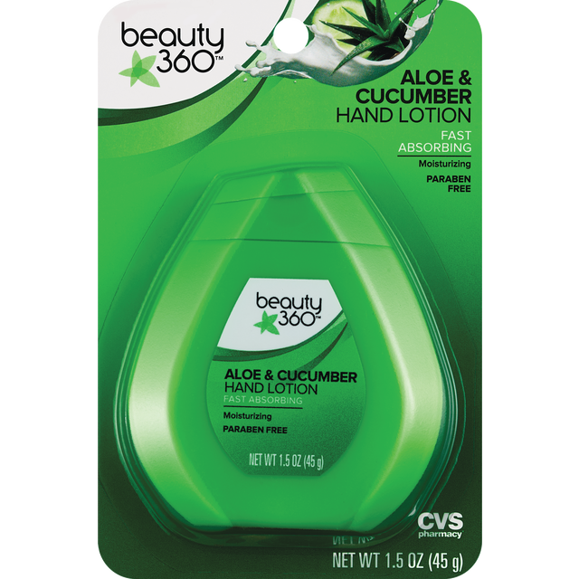 slide 1 of 1, Beauty 360 Aloe&Cucumber Hand Lotion Fast Absorbing, 1.5 oz