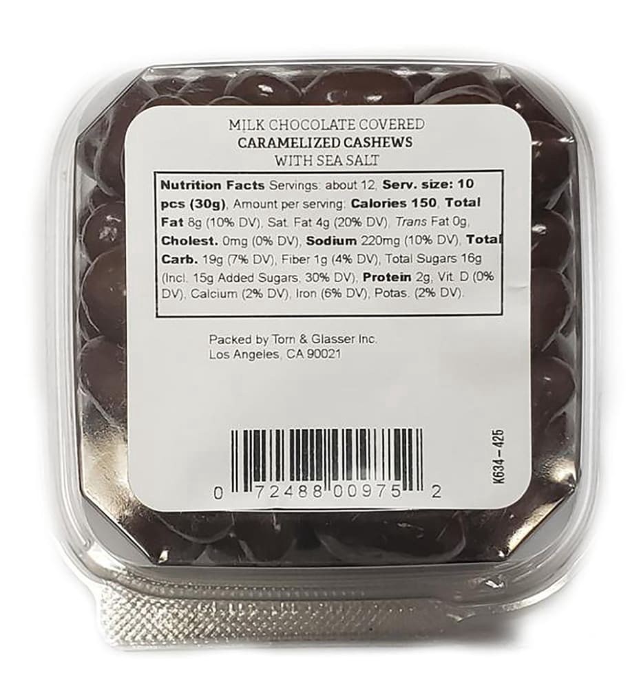 slide 2 of 2, Torn & Glasser Milk Chocolate Covered Carmelized Cashews With Sea Salt, 12.5 oz