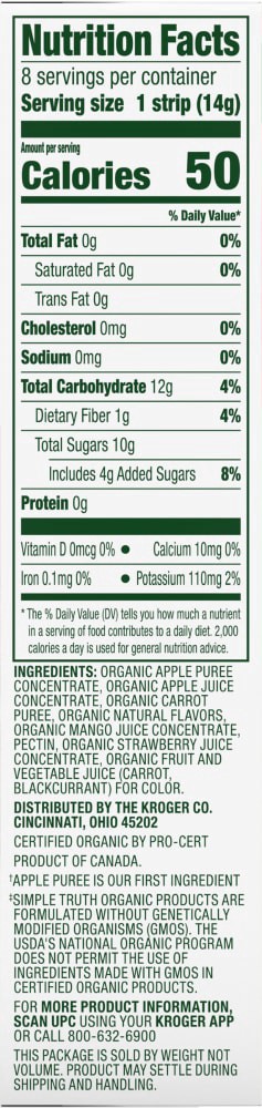 slide 3 of 3, Simple Truth Organic Strawberry Mango Strips - 8 ct, 8 ct