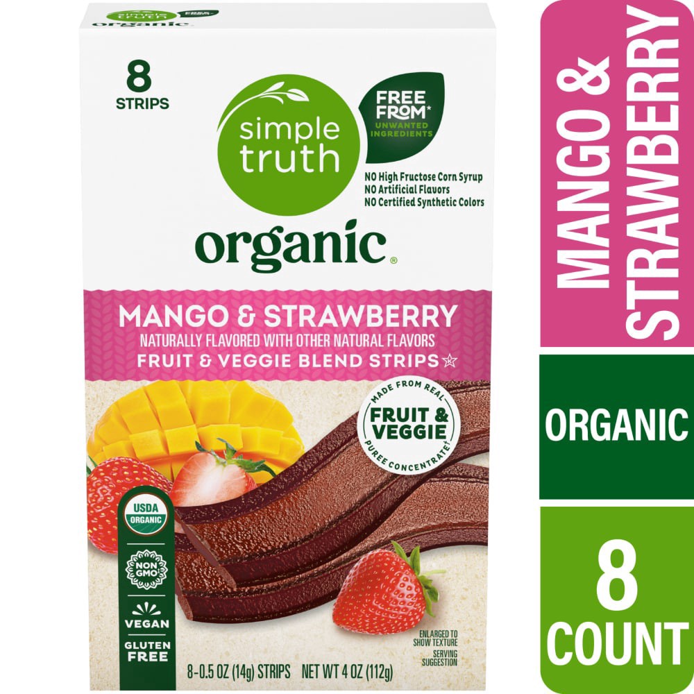 slide 2 of 3, Simple Truth Organic Strawberry Mango Strips - 8 ct, 8 ct
