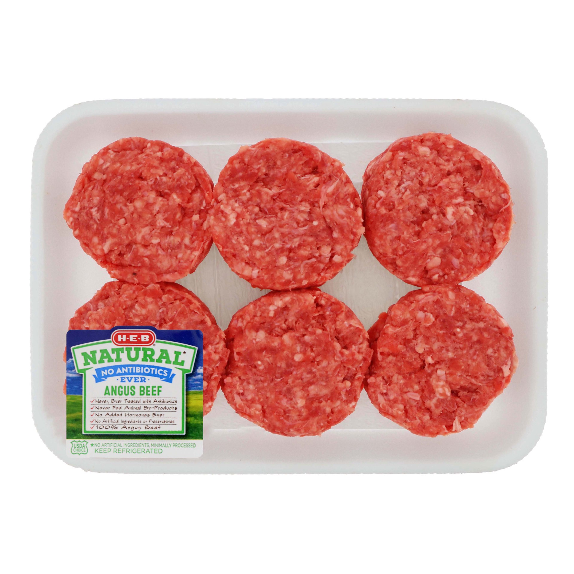 slide 1 of 1, H-E-B Natural Ground Beef Slider 85% Lean, per lb