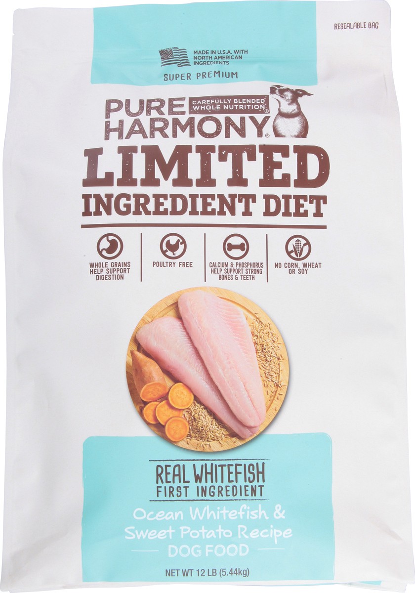 slide 5 of 9, Pure Harmony Super Premium Limited Ingredient Diet Ocean Whitefish & Sweet Potato Recipe Dog Food 12 lb, 12 lb