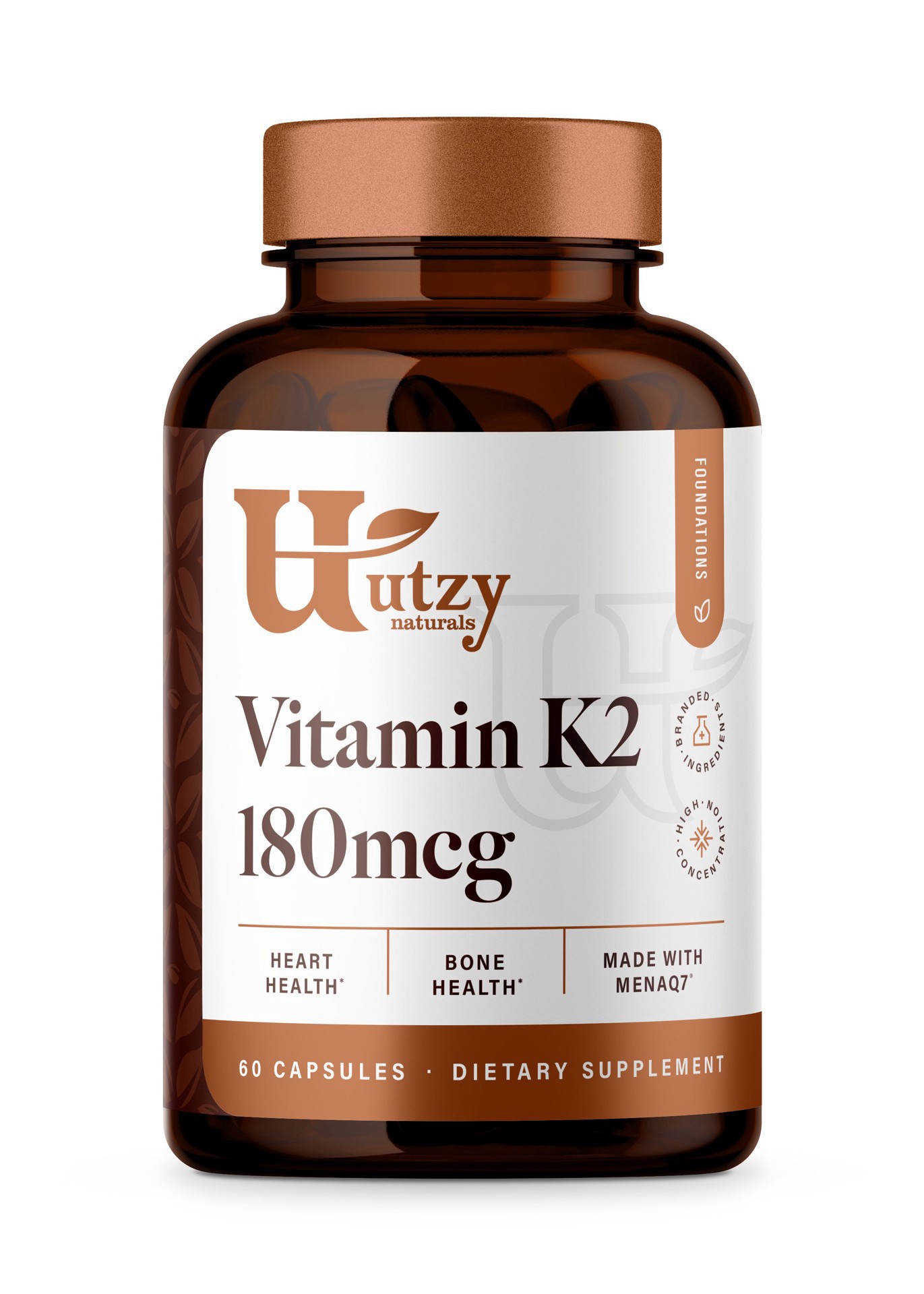 slide 1 of 1, Utzy Naturals Vitamin K2 180mcg Capsules, 60 ct