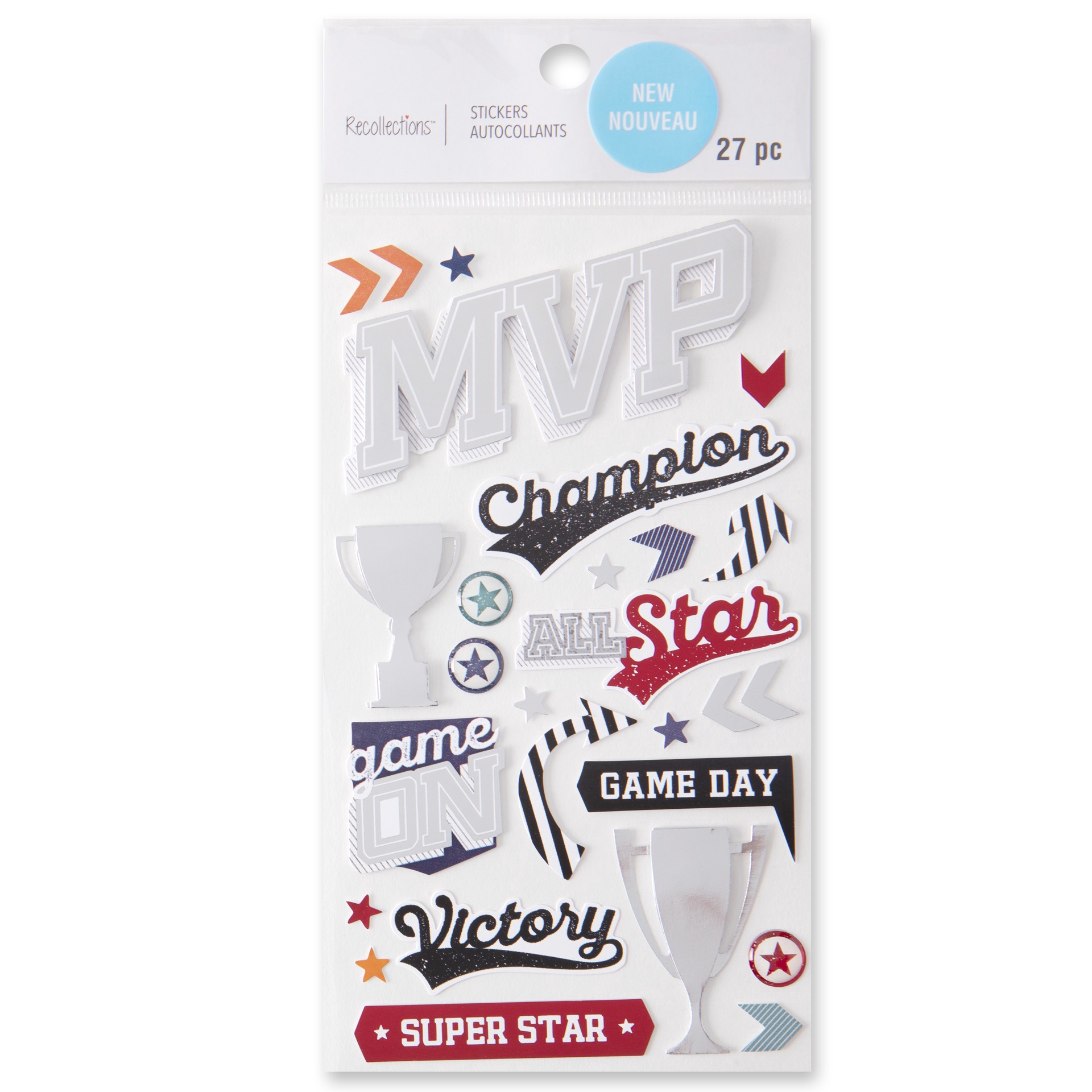 slide 5 of 6, M.v.p. Sport Dimensional Stickers By Recollections, 3.875 in x 6.875 in