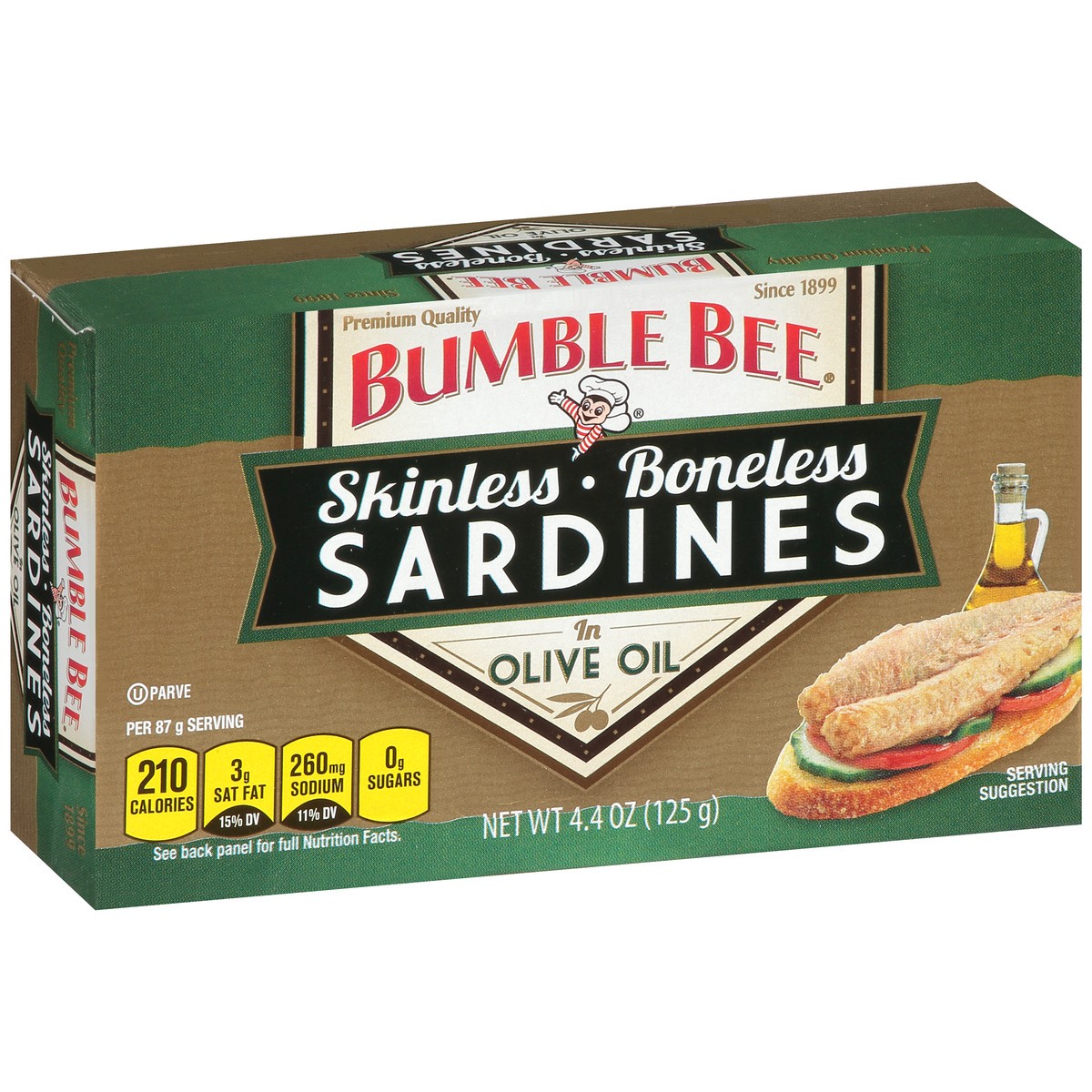 slide 9 of 11, Bumble Bee Boneless & Skinless Sardines in Olive Oil 4.4 oz. Box, 4.4 oz