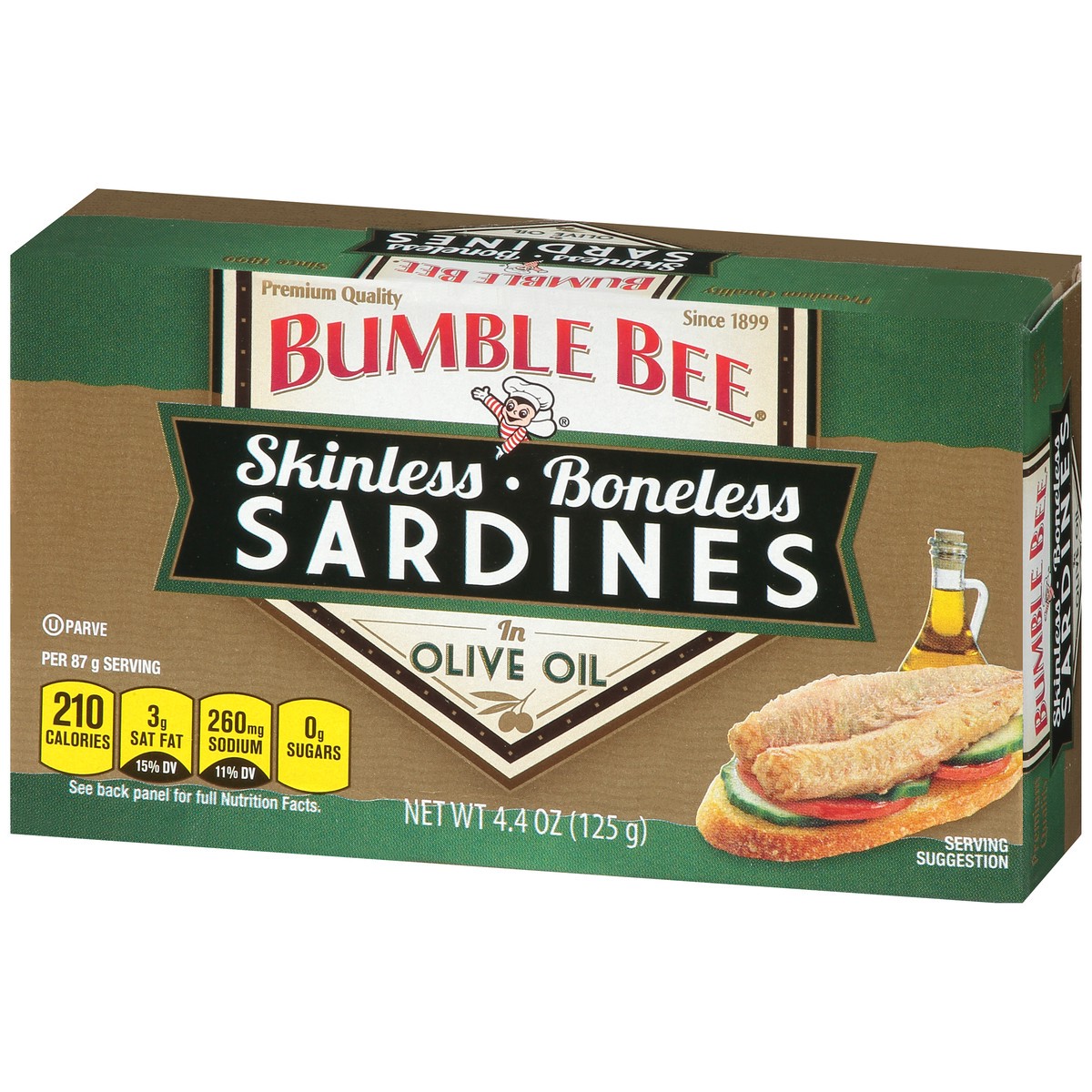 slide 2 of 11, Bumble Bee Boneless & Skinless Sardines in Olive Oil 4.4 oz. Box, 4.4 oz