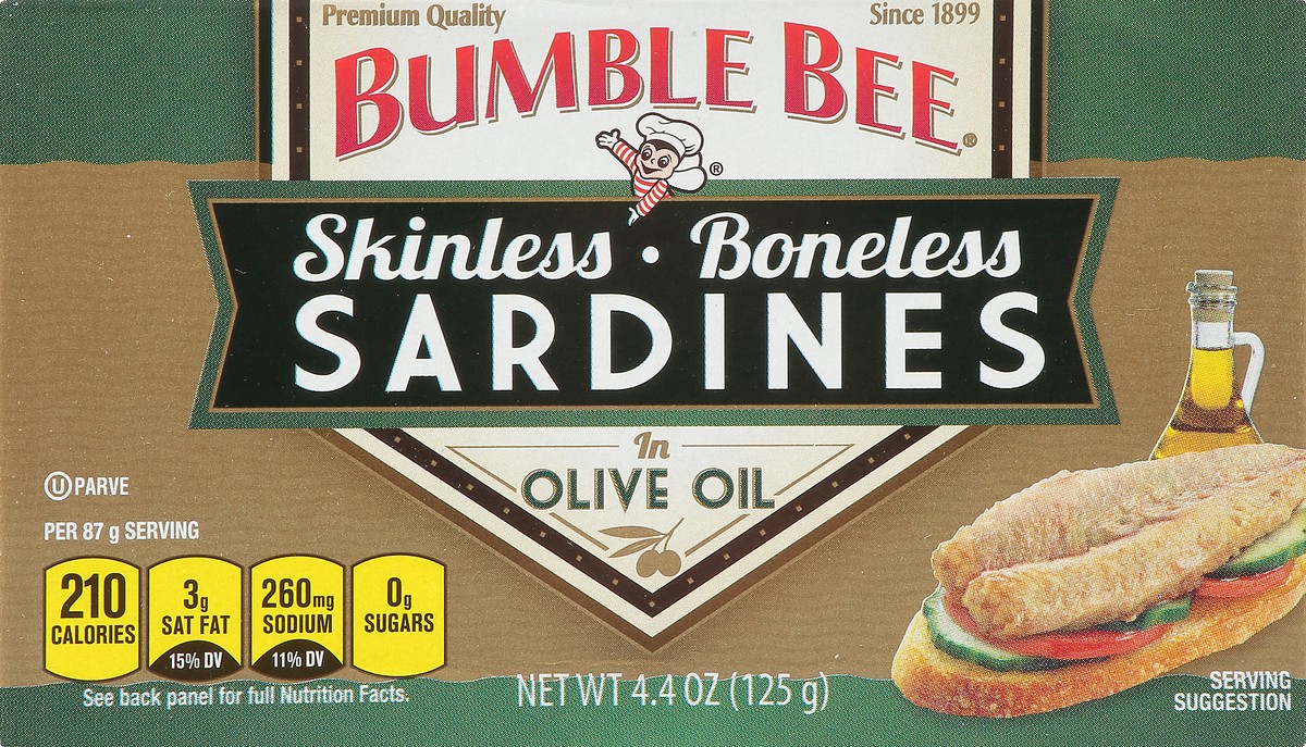 slide 3 of 11, Bumble Bee Boneless & Skinless Sardines in Olive Oil 4.4 oz. Box, 4.4 oz