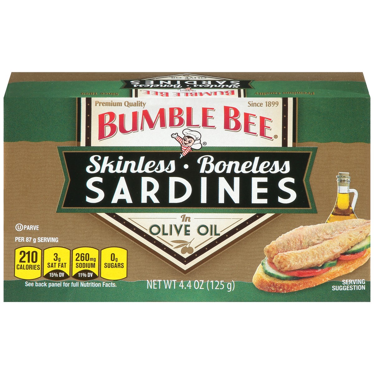 slide 1 of 11, Bumble Bee Boneless & Skinless Sardines in Olive Oil 4.4 oz. Box, 4.4 oz