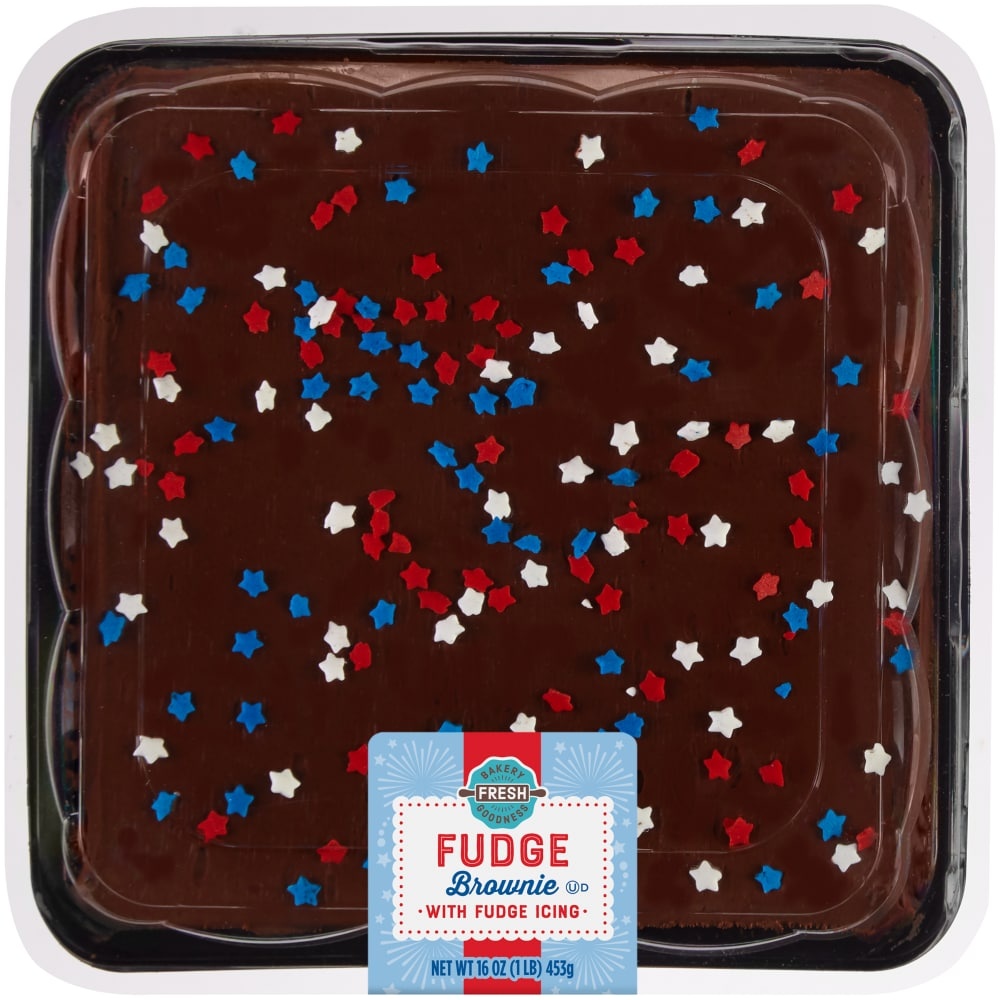 slide 1 of 1, Bakery Fresh Goodness Patriotic Fudge Iced Brownie, 16 oz