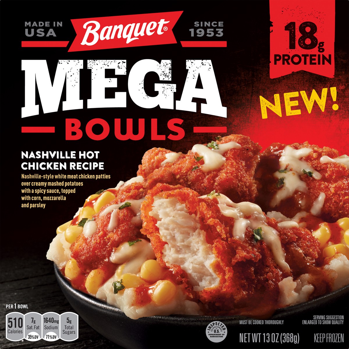 slide 1 of 5, Banquet Nashville Hot Chicken Recipe Mega Bowl, 13 oz