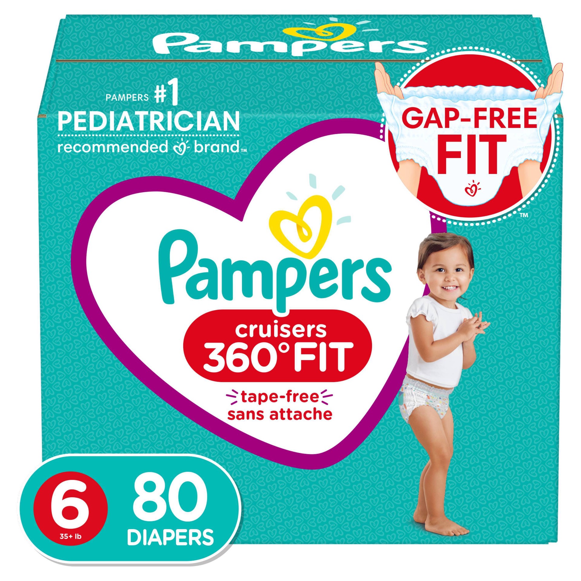 slide 1 of 2, Pampers Cruisers 360 Disposable Diapers Enormous Pack - Size 6, 74 ct
