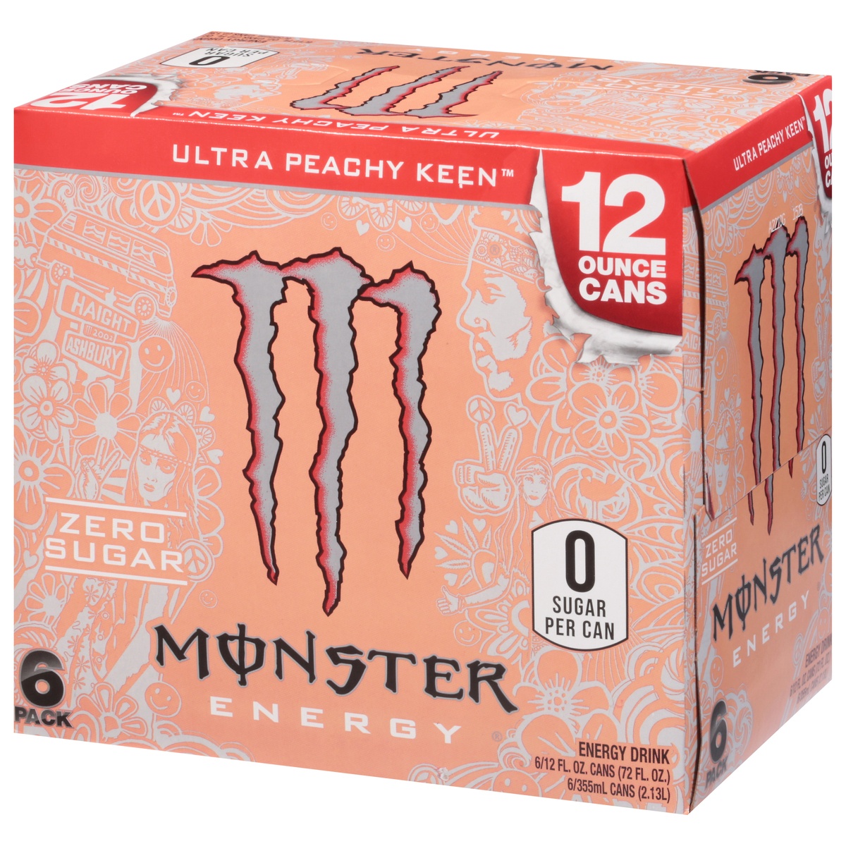 slide 3 of 11, Monster Energy Zero Sugar Ultra Peachy Keen Energy Drink, 6 ct; 12 fl oz