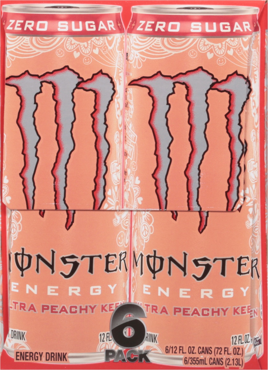 slide 7 of 11, Monster Energy Zero Sugar Ultra Peachy Keen Energy Drink, 6 ct; 12 fl oz