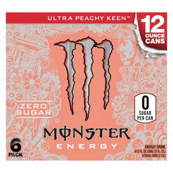 Monster Energy Zero Sugar Ultra Peachy Keen Energy Drink- 6 ct