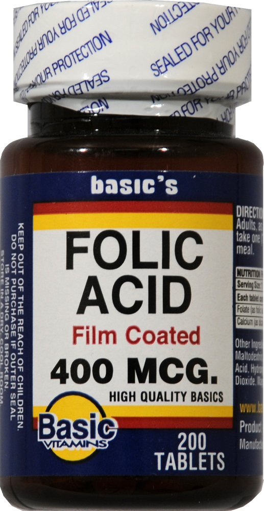 slide 1 of 1, Basic Vitamins Folic Acid, 200 ct