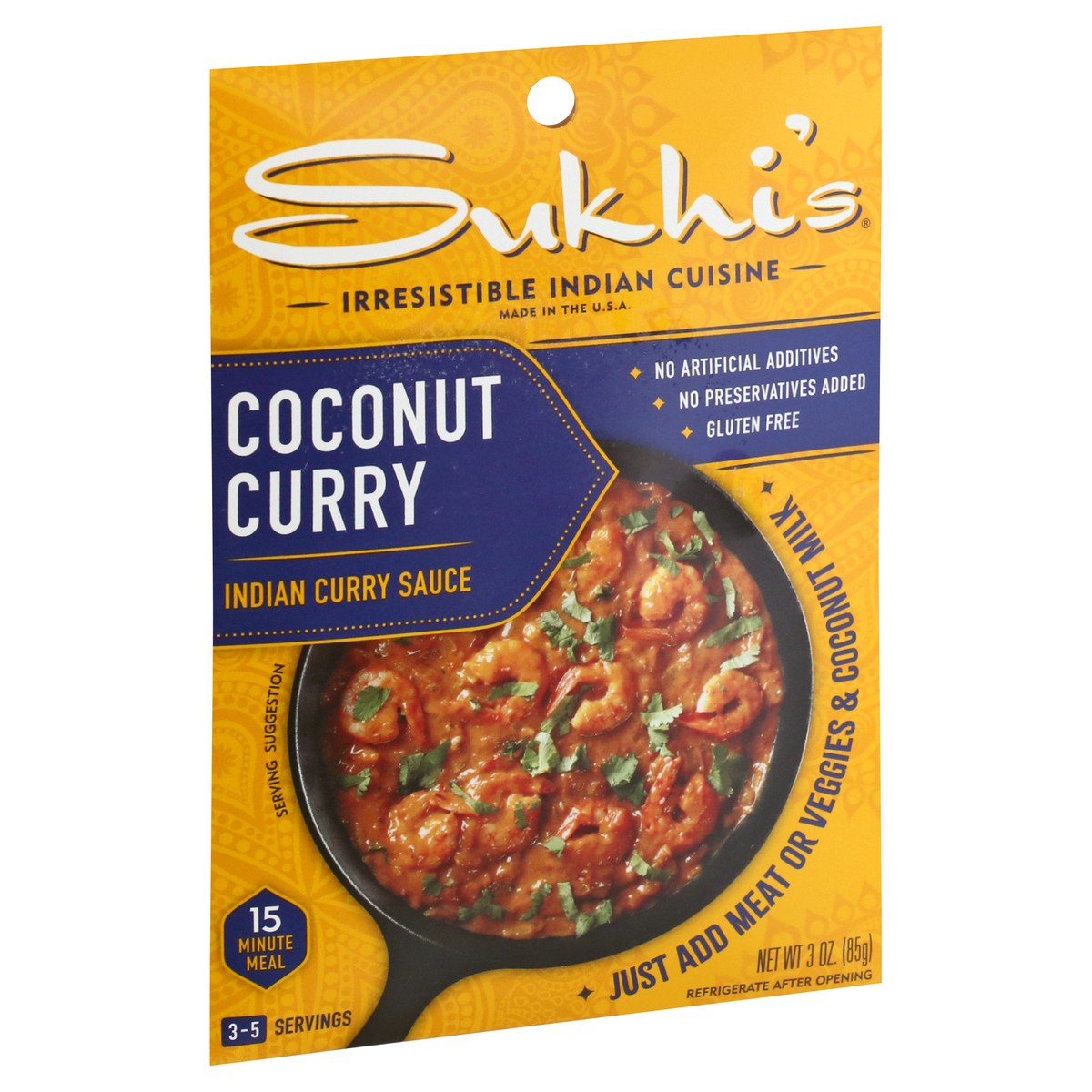 slide 7 of 9, Sukhi's Mild Coconut Curry Indian Curry Sauce 3 oz, 3 oz