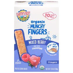 Earth's Best Organic Munchy Fingers Mixed Berry - 4 x 1.05 oz