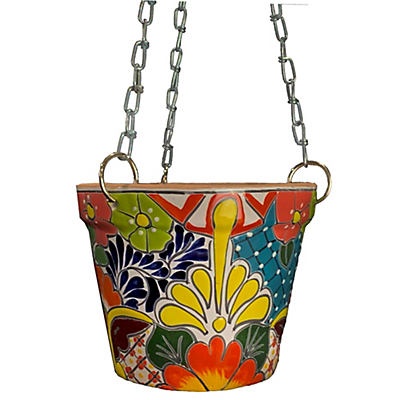 slide 1 of 1, Blue Orange Pottery Talavera Hanging Planter, 1 ct