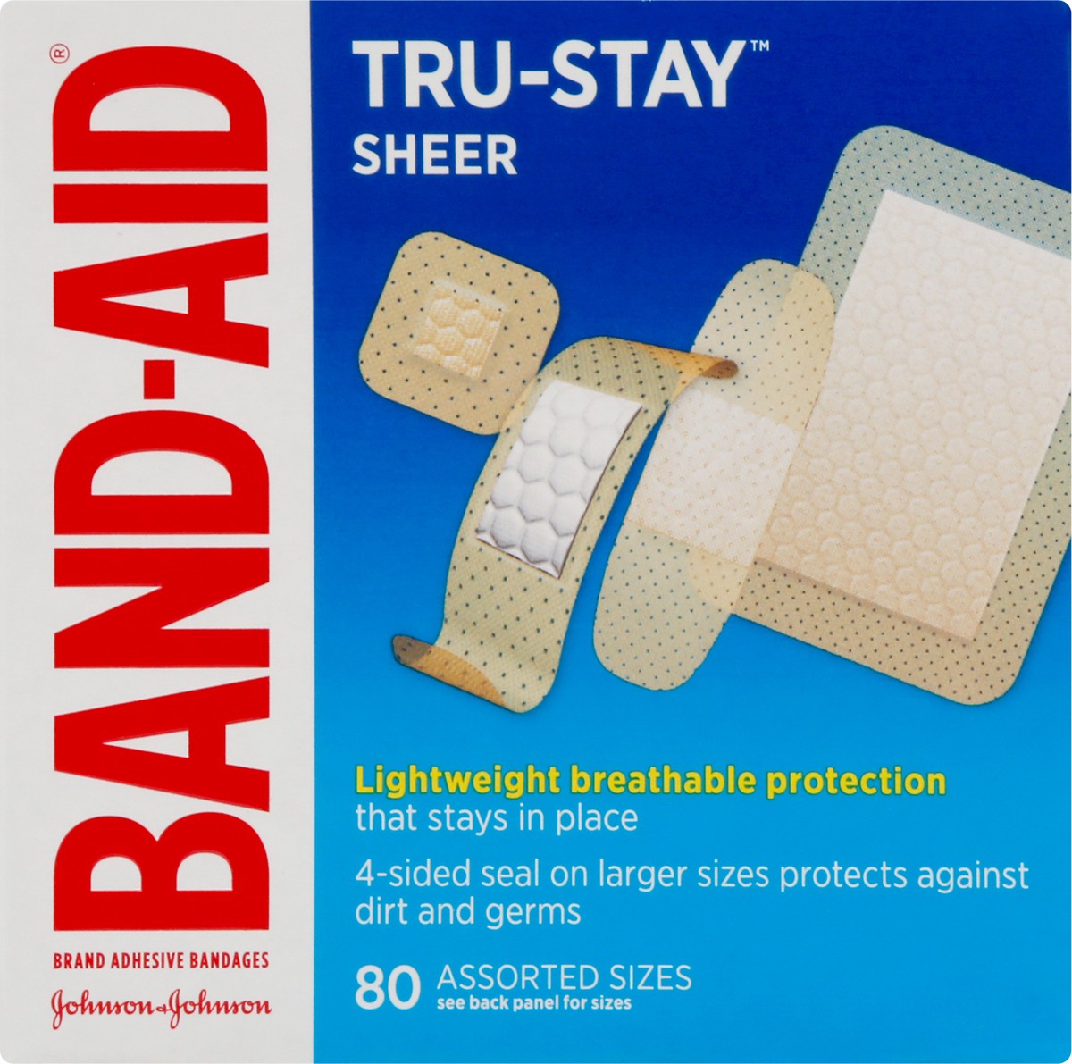 slide 6 of 9, BAND-AID Sheer Strips Assorted Sizes Adhesive Bandages, 