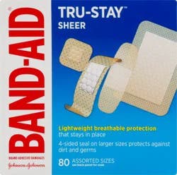 BAND-AID Tru-Stay Sheer Assorted Sizes Bandages 80 ea