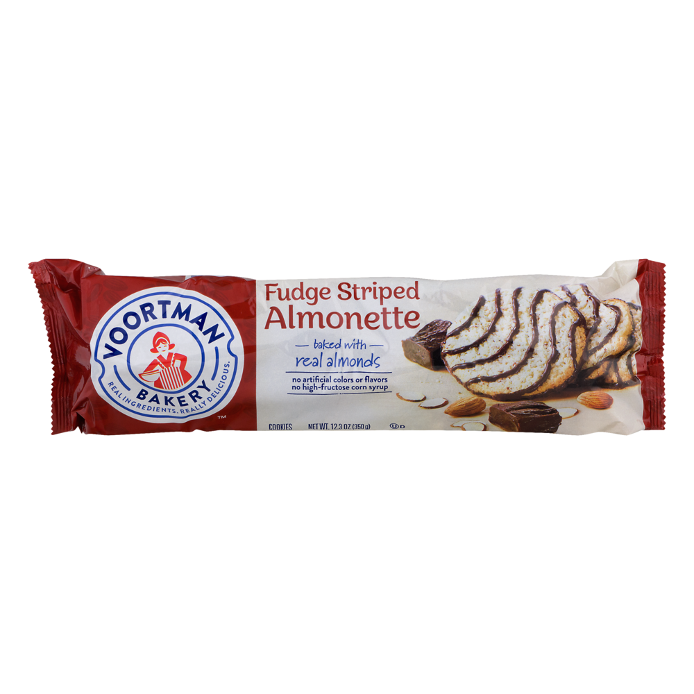 slide 1 of 6, Voortman Bakery Fudge Striped Almonette, 12.3 oz