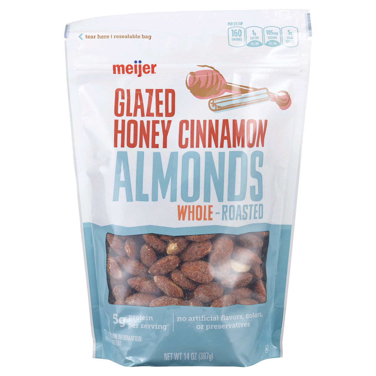 slide 1 of 2, Meijer Honey Cinnamon Almonds, 14 oz