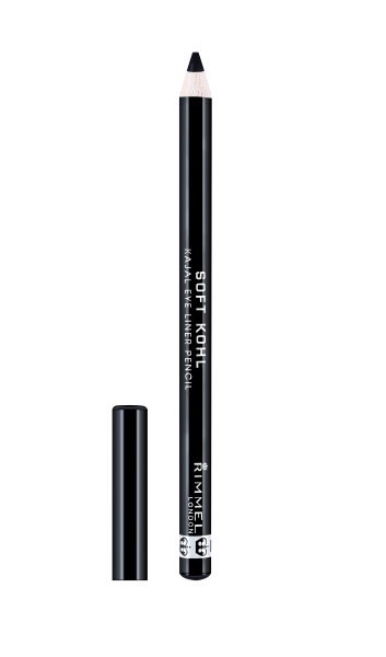 slide 1 of 3, COTY RIMMEL LONDON Rimmel London Soft Kohl Kajal Eyeliner Pencil, Blendable, Intense Color, Long-Wearing, 061, Jet Black, 0.04oz, 1.20 g