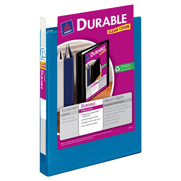 slide 1 of 2, Avery Durable View Binder with 1 Ring 17831, Blue, 1 ct