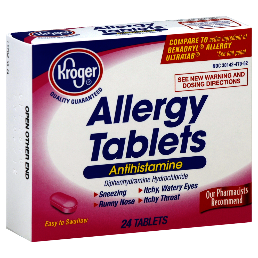 slide 1 of 1, Kroger Diphedryl Allergy Symptom Relief Tablets, 24 ct