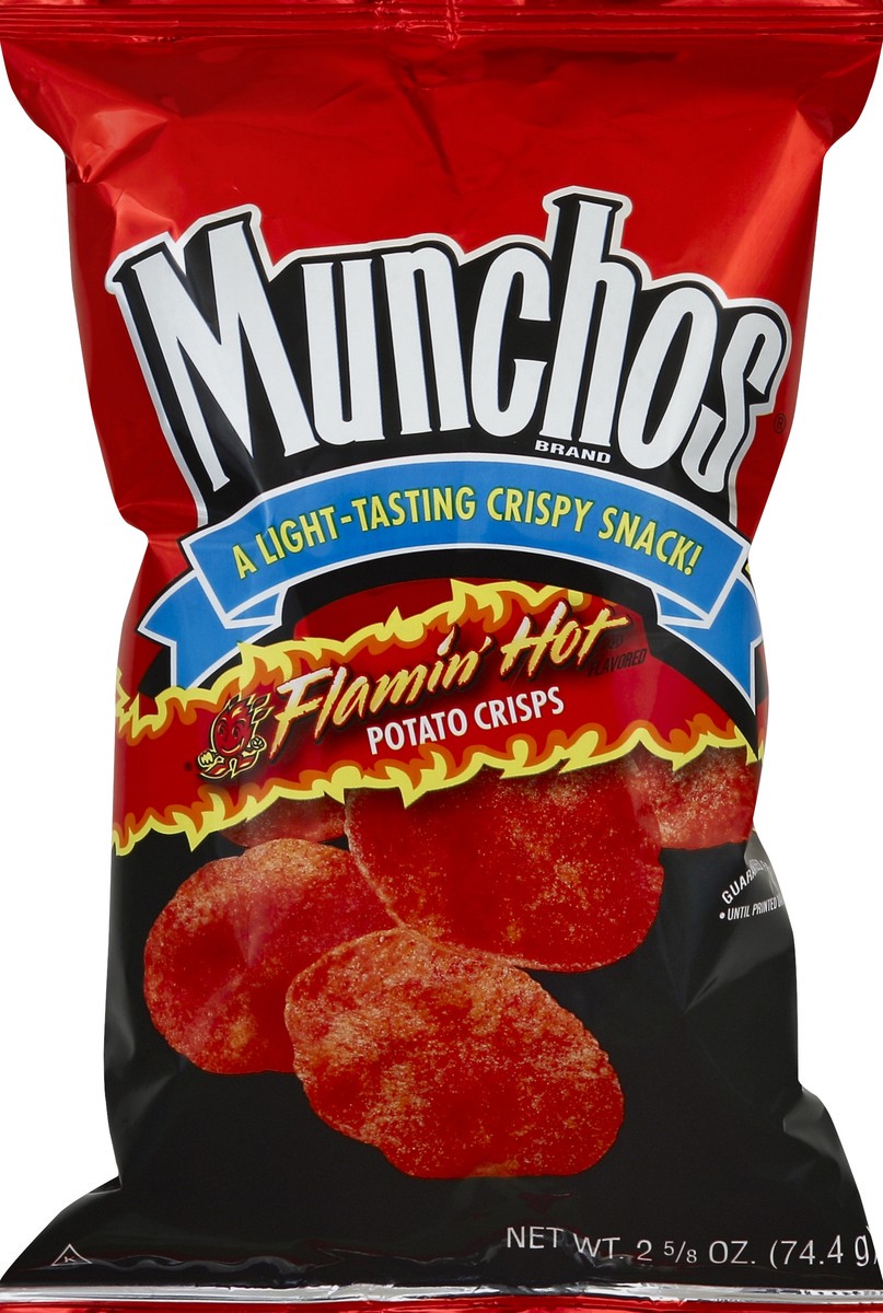 slide 5 of 5, Munchos Potato Crisps, Flamin' Hot Flavored, 2.625 oz