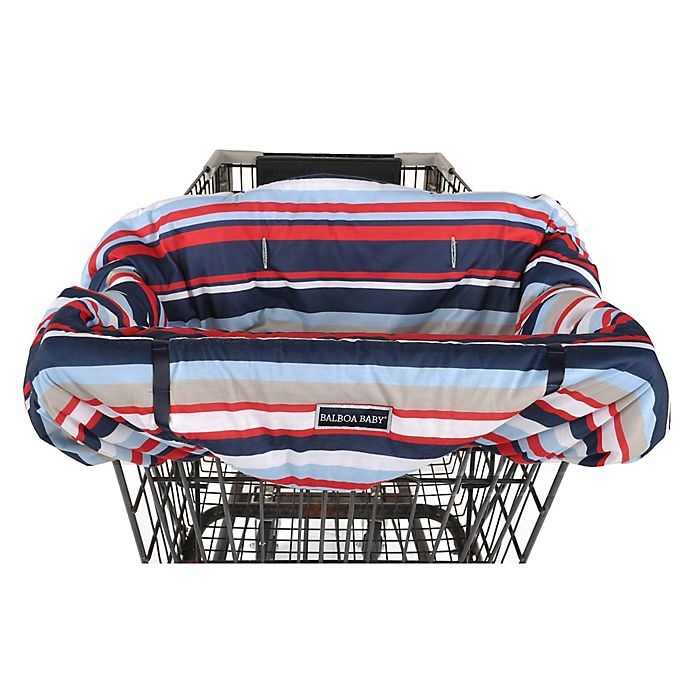 slide 2 of 4, Balboa Baby Shopping Cart and High Chair Cover - Navy/Red Stripe, 1 ct