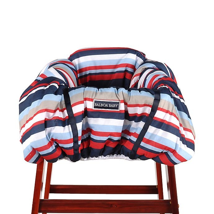 slide 3 of 4, Balboa Baby Shopping Cart and High Chair Cover - Navy/Red Stripe, 1 ct