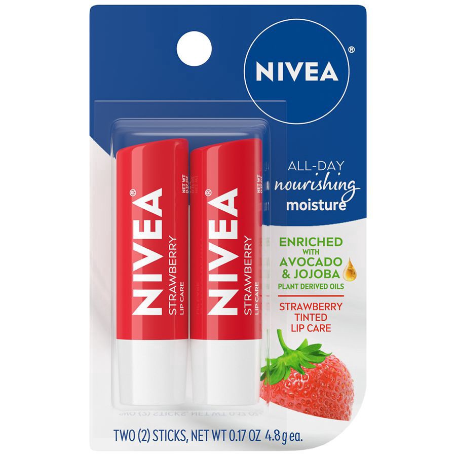 slide 1 of 1, Nivea Lip Care - Strawberry, 2 ct