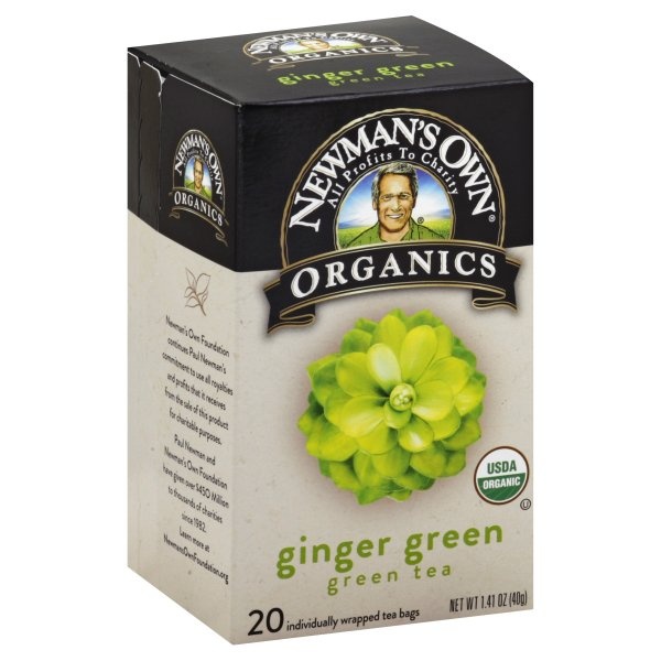 slide 1 of 1, Newman's Own Organics Green Tea, Organic, Ginger - 20 ct, 20 ct