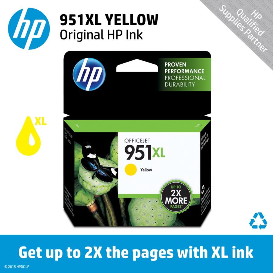 slide 5 of 7, HP 951XL High Yield Yellow Original Ink Cartridge (CN048AN_140), 1 ct