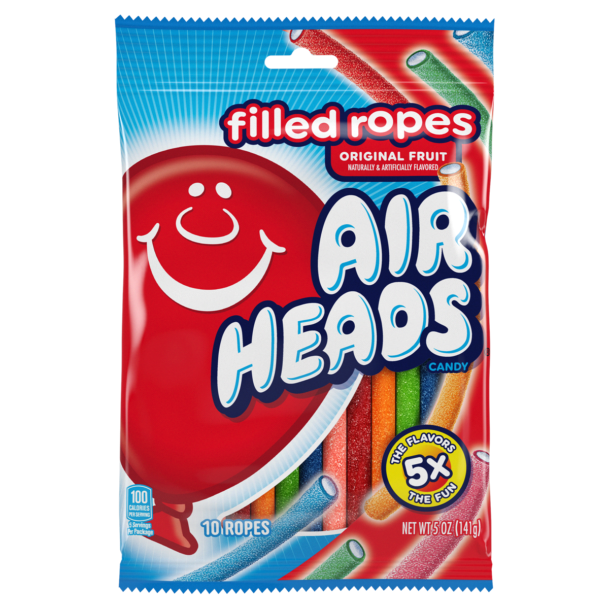slide 1 of 1, Airheads Filled Ropes Original Fruit Candy, Assorted Fruit Flavors, 5 oz