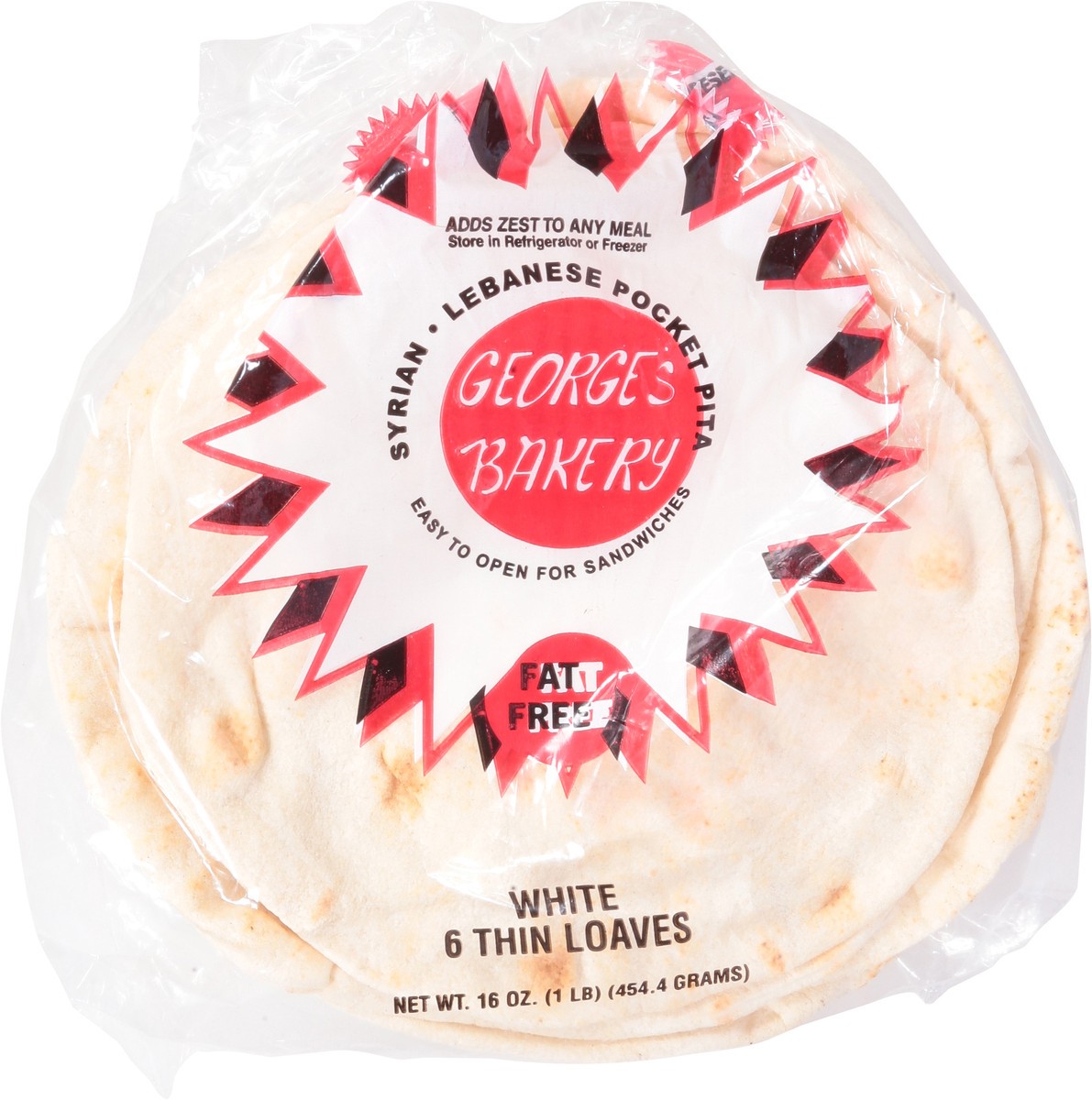 slide 10 of 14, George's Bakery Thin White Pita 6 ea, 6 ct