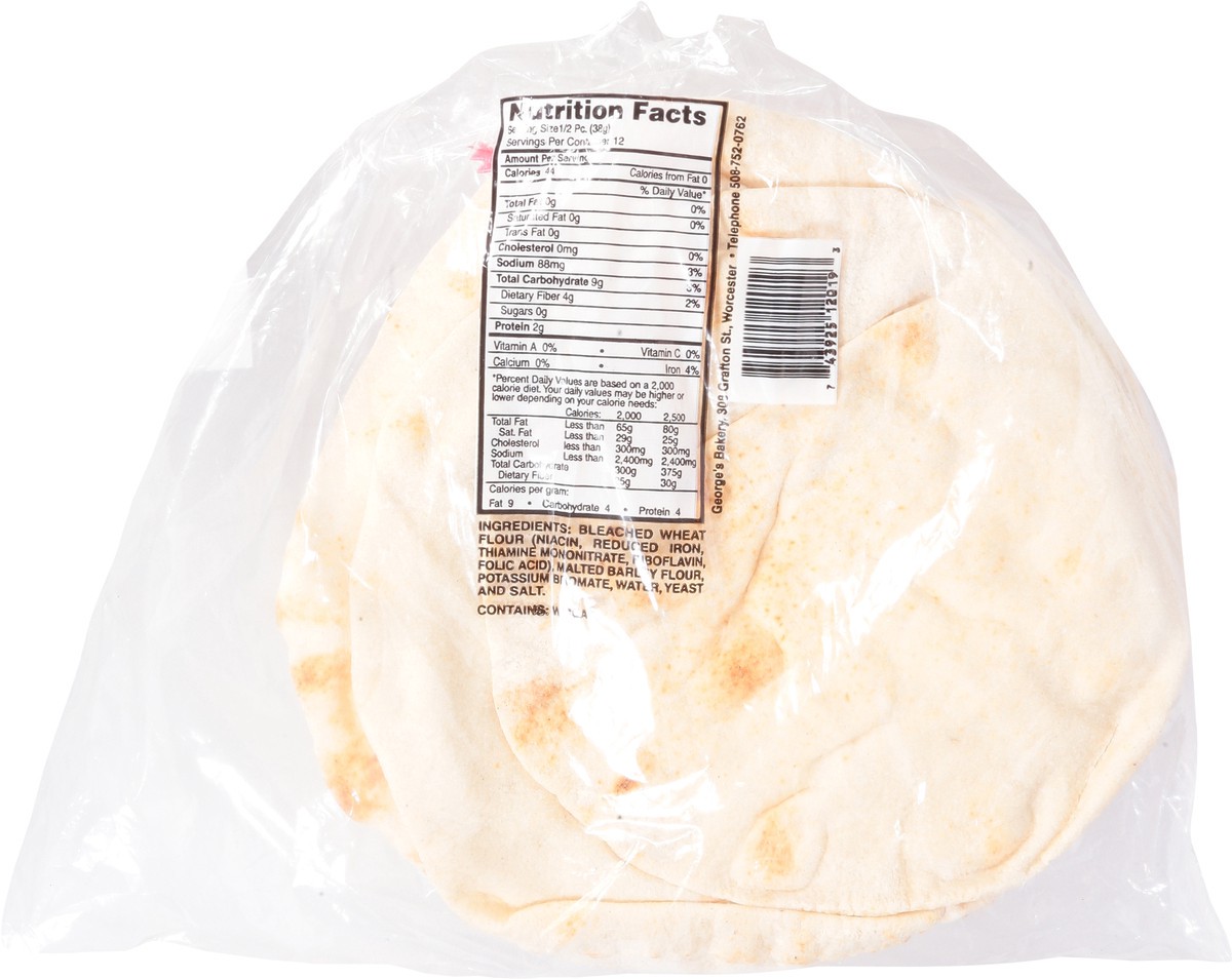 slide 14 of 14, George's Bakery Thin White Pita 6 ea, 6 ct