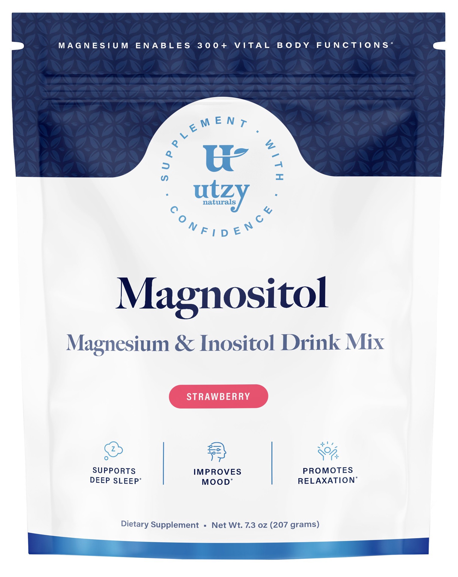 slide 1 of 1, Utzy Naturals Magnositol Drink Mix - Strawberry, 7.3 oz