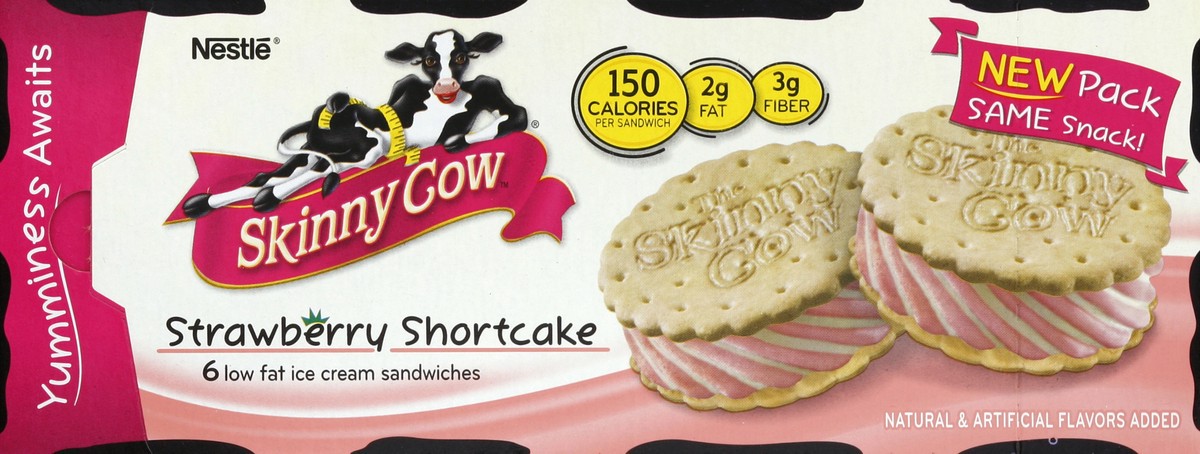 slide 2 of 6, Skinny Cow Strawberry Shortcake Low Fat Ice Cream Sandwiches, 6 ct; 4 oz