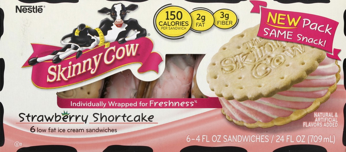 slide 5 of 6, Skinny Cow Strawberry Shortcake Low Fat Ice Cream Sandwiches, 6 ct; 4 oz