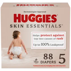 Huggies Skin Essentials Baby Diapers, Size 5 (27+ lbs), 88 Ct